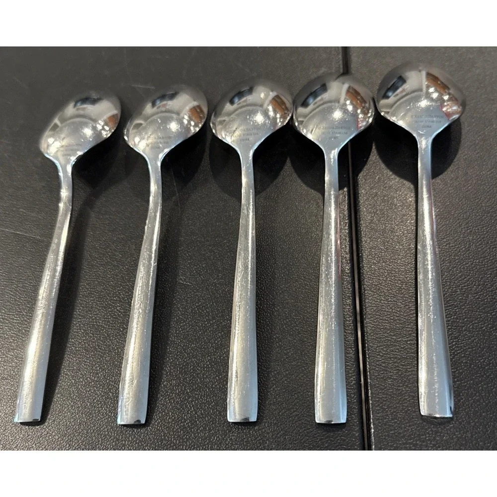 Reed & Barton Cole Soup Spoons Spoon 18/10 Stainless Steel Flatware Set Of 5